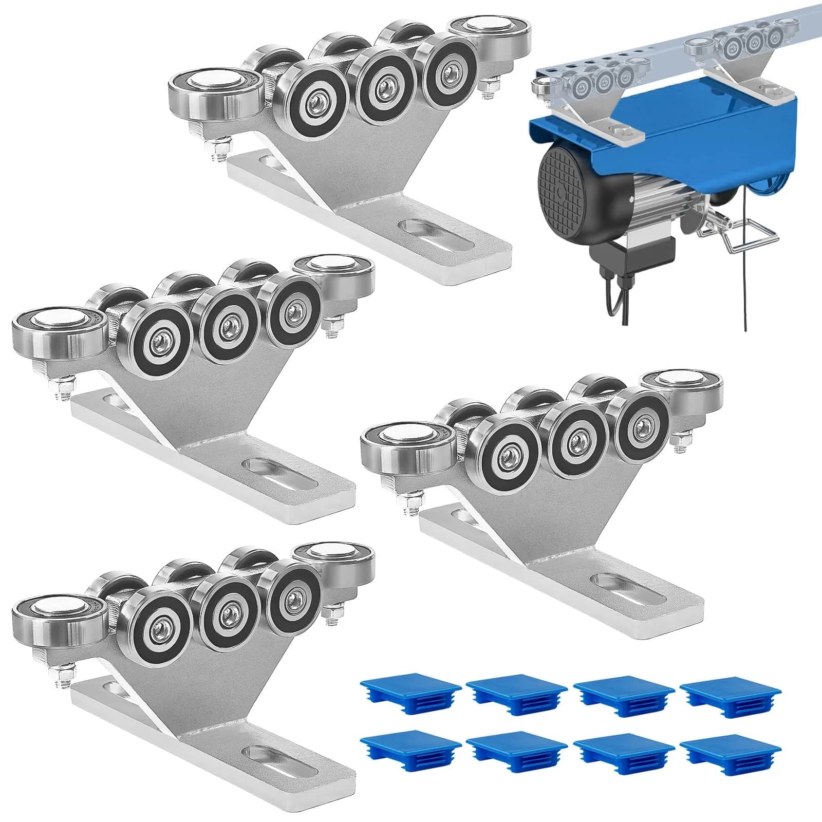 LookFox 6+2 Wheel Hoist Trolley,Anti-Lock&Anti-Fall, 4pack Unistrut Trolley | Heavy-Duty Material Handling - main product image