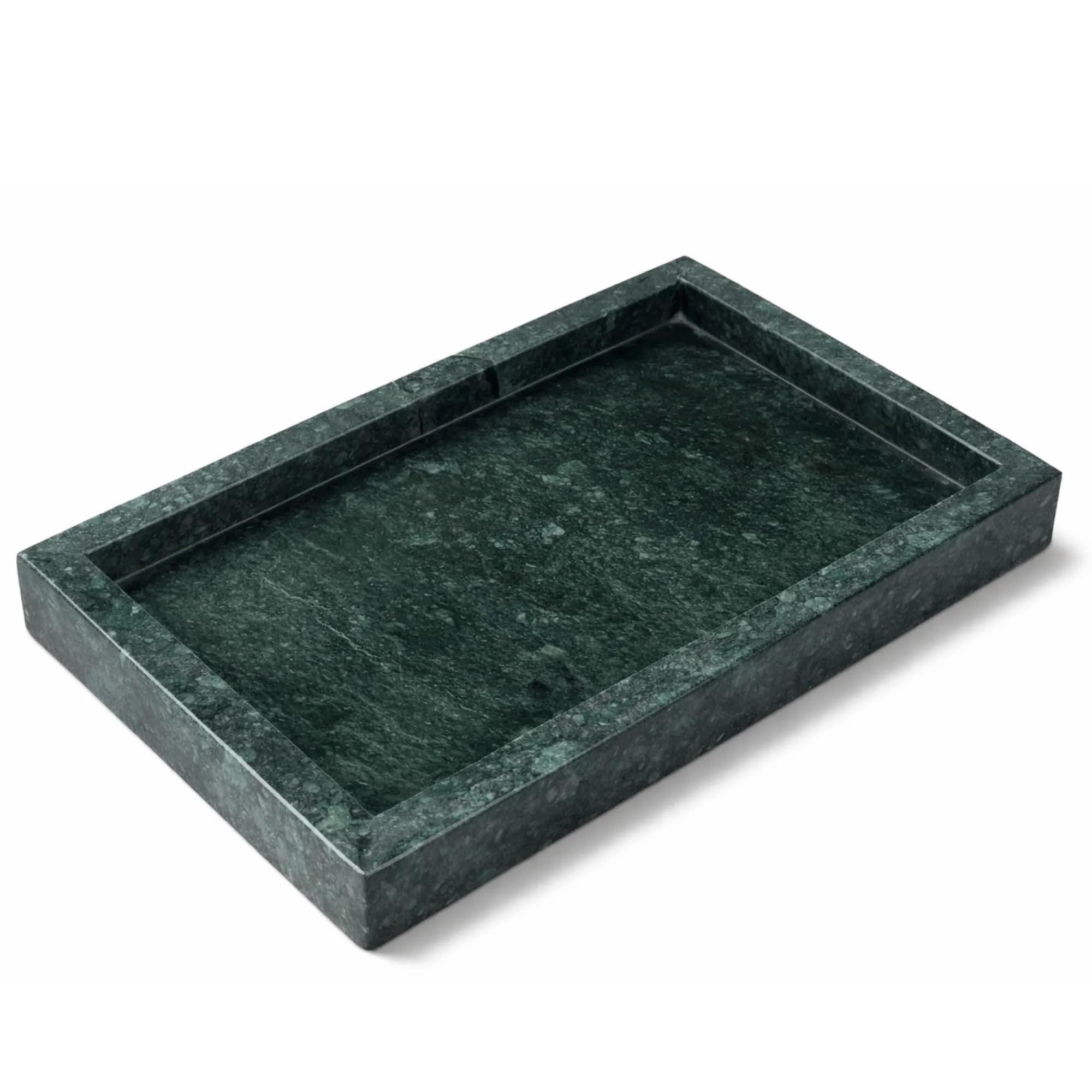 KC KULLICRAFT Natural Green Marble Tray 30cm (12" x 8") | Solid Stone Organizer for Kitchen & Bath - main product image