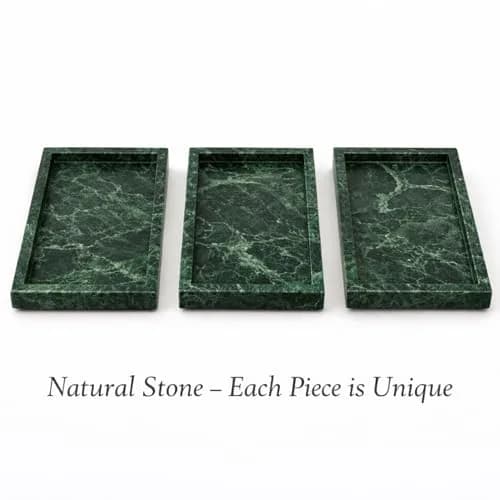 KC KULLICRAFT Natural Green Marble Tray 30cm (12" x 8") | Solid Stone Organizer for Kitchen & Bath thumbnail 9