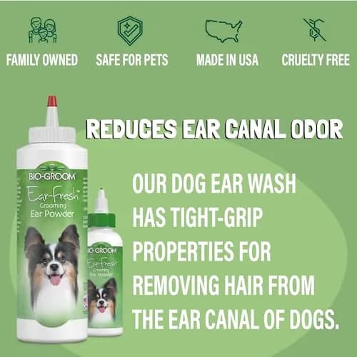 Bio-groom Ear-Fresh Dog Grooming Ear Powder 48 g (2 x 24 g) | Cruelty-Free Formula for Dry, Odor-Free Ears thumbnail 2