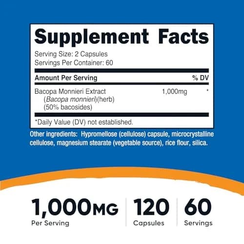 Nutricost Bacopa Monnieri 1,000mg 240 Capsules (120 Servings) | Standardized to 50% Bacosides thumbnail 2