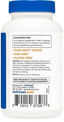 Nutricost Bacopa Monnieri 1,000mg 240 Capsules (120 Servings) | Standardized to 50% Bacosides thumbnail 4