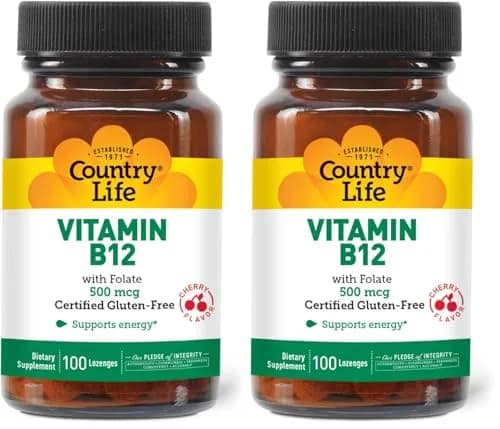 Country Life Vitamin B12 with Folate 500mcg | Supports Energy & Red Blood Cell Production (Pack of 2) thumbnail 1