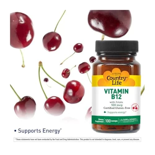 Country Life Vitamin B12 with Folate 500mcg | Supports Energy & Red Blood Cell Production (Pack of 2) thumbnail 2
