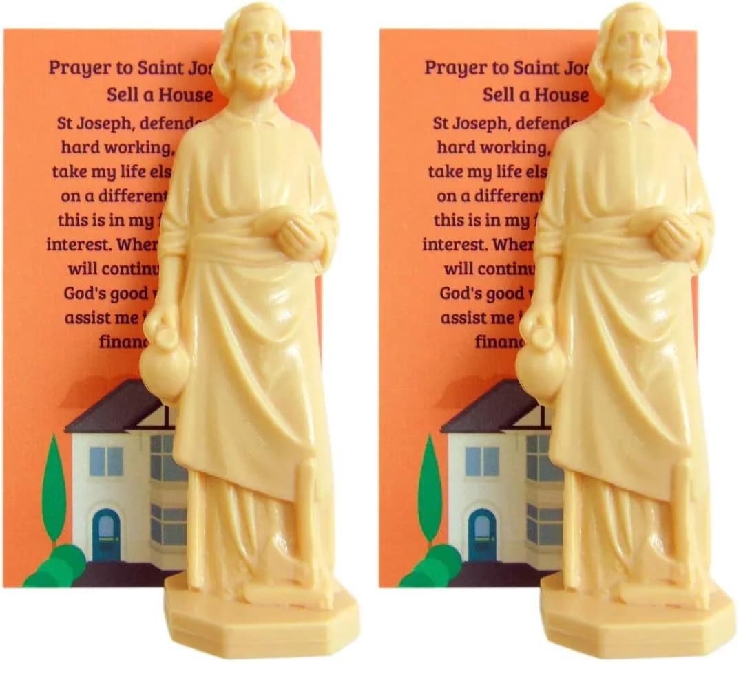 Westmon Works Saint Joseph Statue Home Seller Kit with Prayer Card | Catholic Home Sale Ritual — Beige