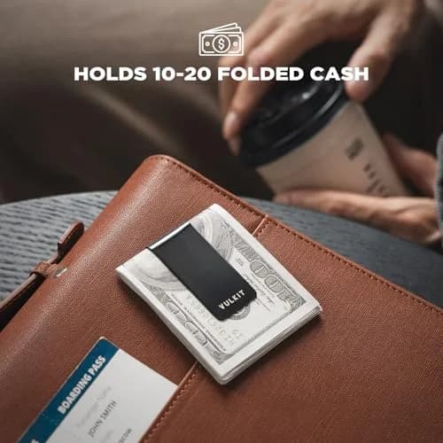 VULKIT Stainless Steel Money Clip Cash Holder with Double Clip Design | Slim & Lightweight thumbnail 2