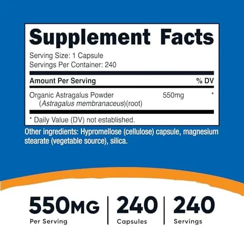 Nutricost Astragalus Capsules 550mg 240 Count (Pack of 2) | Vegetarian Herbal Supplement thumbnail 2