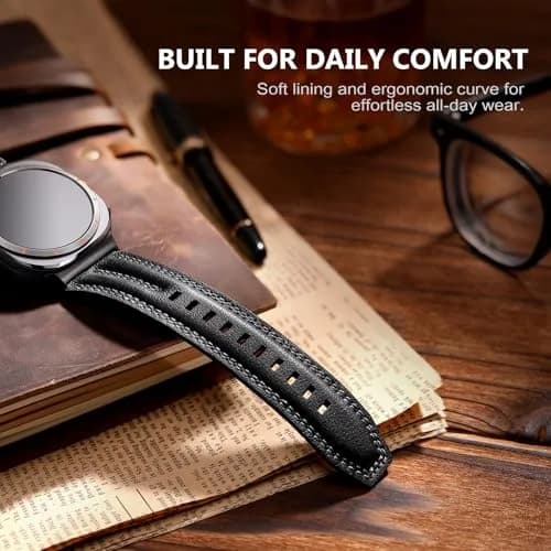 Tlselt Leather Band for Samsung Galaxy Watch Ultra 2/Ultra 47mm | Rugged Vintage Style, Durable Leather, Fits 6.2"–8.9" Wrist thumbnail 4