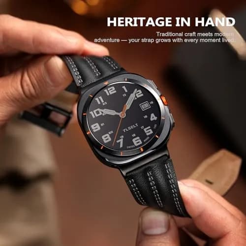 Tlselt Leather Band for Samsung Galaxy Watch Ultra 2/Ultra 47mm | Rugged Vintage Style, Durable Leather, Fits 6.2"–8.9" Wrist thumbnail 7