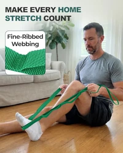 Trideer Stretching Strap with Loops for Physical Therapy, Non-Elastic | 75 inch, Polypropylene, Black, PT Style thumbnail 4