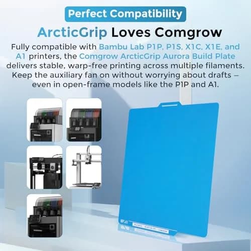 Comgrow ArcticGrip Aurora Build Plate 257x257mm | Frost Matte Blue Cold Print Surface for Bambu Lab A1/P1/X1 thumbnail 4