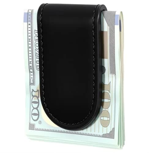 Hpmjz Slim Magnetic Money Clip Leather Business Card Holder for Men Black | Compact & Secure thumbnail 1