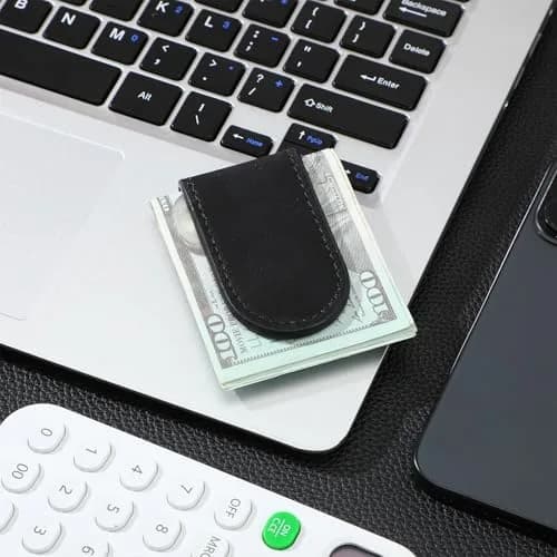 Hpmjz Slim Magnetic Money Clip Leather Business Card Holder for Men Black | Compact & Secure thumbnail 5