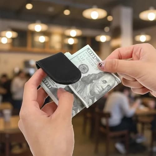 Hpmjz Slim Magnetic Money Clip Leather Business Card Holder for Men Black | Compact & Secure thumbnail 7
