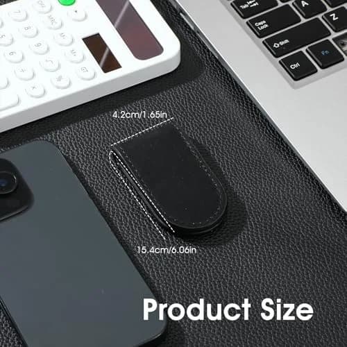 Hpmjz Slim Magnetic Money Clip Leather Business Card Holder for Men Black | Compact & Secure thumbnail 2