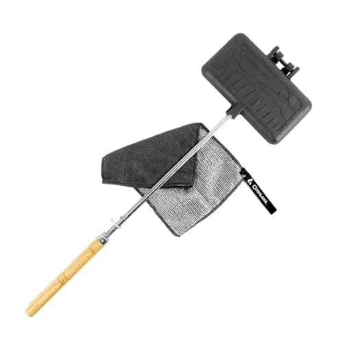 Coghlan's Double Cast Iron Camp Cooker – Pre-Seasoned Double Pie Iron for Campfire Cooking, Makes 2 Camping Pies at Once, Removable Handles, Wooden Grips & Cleaning Scrubber thumbnail 1