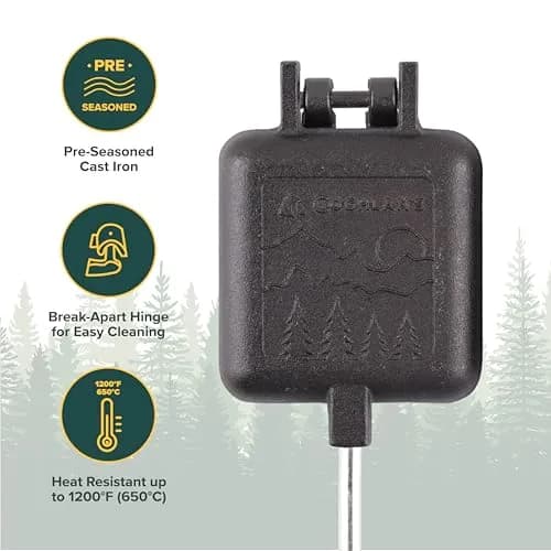 Coghlan's Cast Iron Camp Cooker - Pre-Seasoned Pie Iron Sandwich Maker with Heat-Resistant Handles thumbnail 3