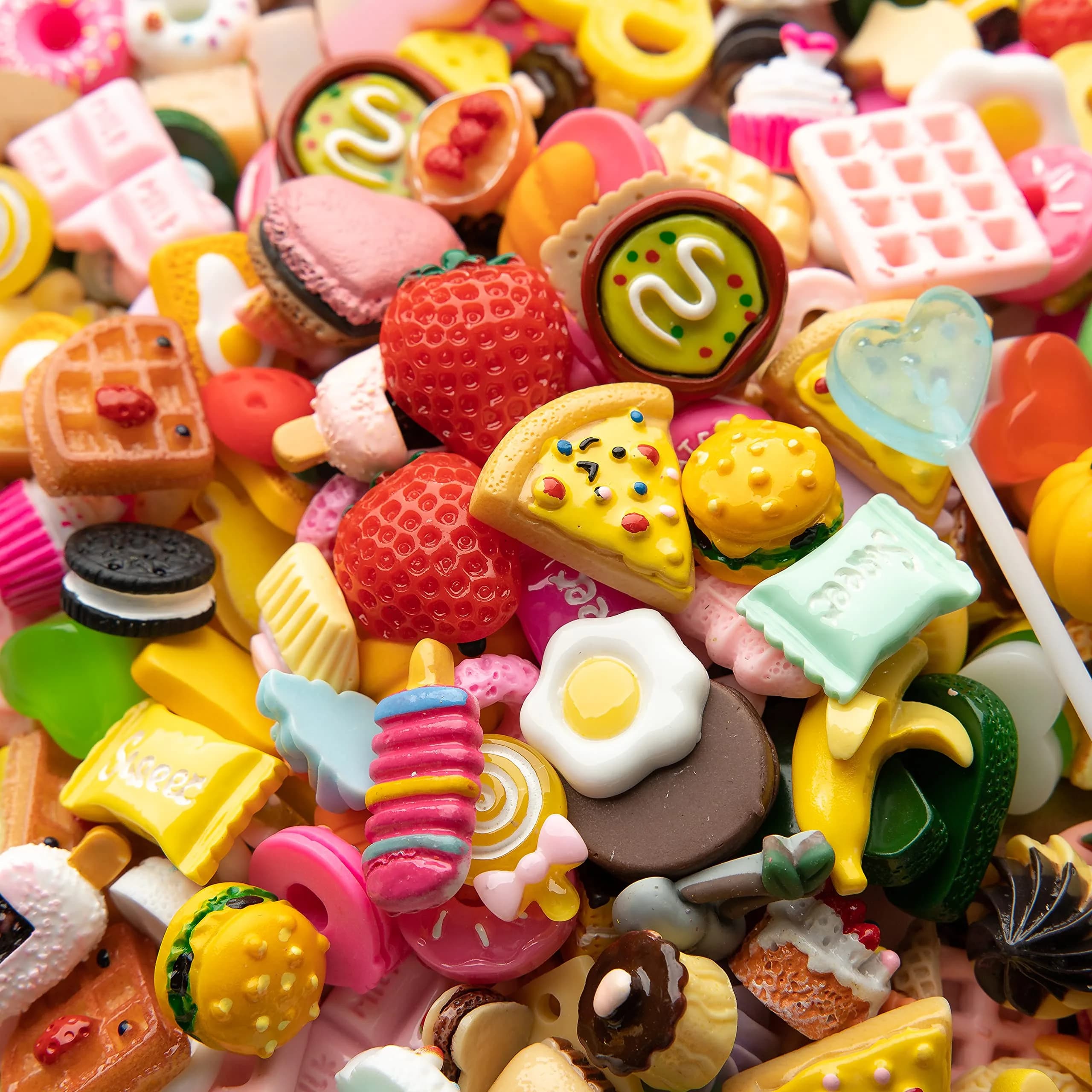 LEEXINLUU Food-Themed Mini Slime Charms Set - 45 pcs Resin Flatback DIY Decorations (10-25mm)