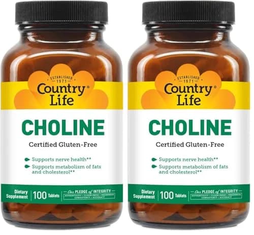 Country Life Choline 266mg | Supports Nerve & Metabolism | Certified Vegan & Halal thumbnail 1