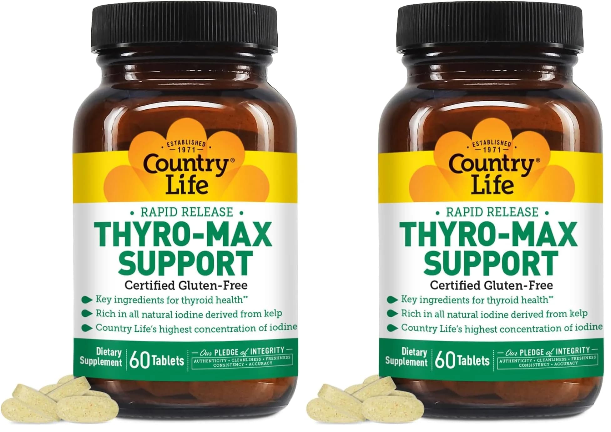 Country Life Thyro-Max Support - Kelp-Derived Iodine & L-Tyrosine | Supports Thyroid & Metabolism