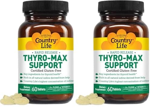 Country Life Thyro-Max Support - Kelp-Derived Iodine & L-Tyrosine | Supports Thyroid & Metabolism thumbnail 1