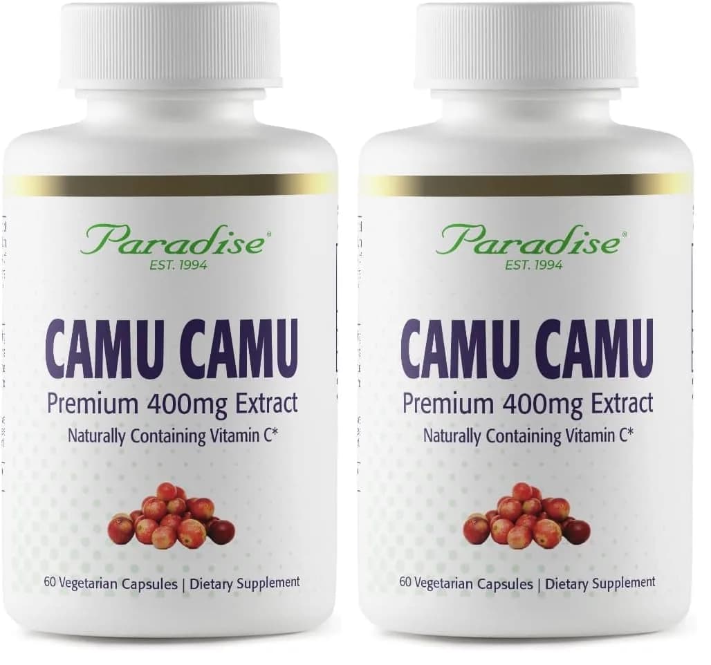 Paradise Herbs Organic Camu Camu Extract 400 mg | Rich in Vitamin C, Vegan, Gluten Free, 60 Capsules (Pack of 2)