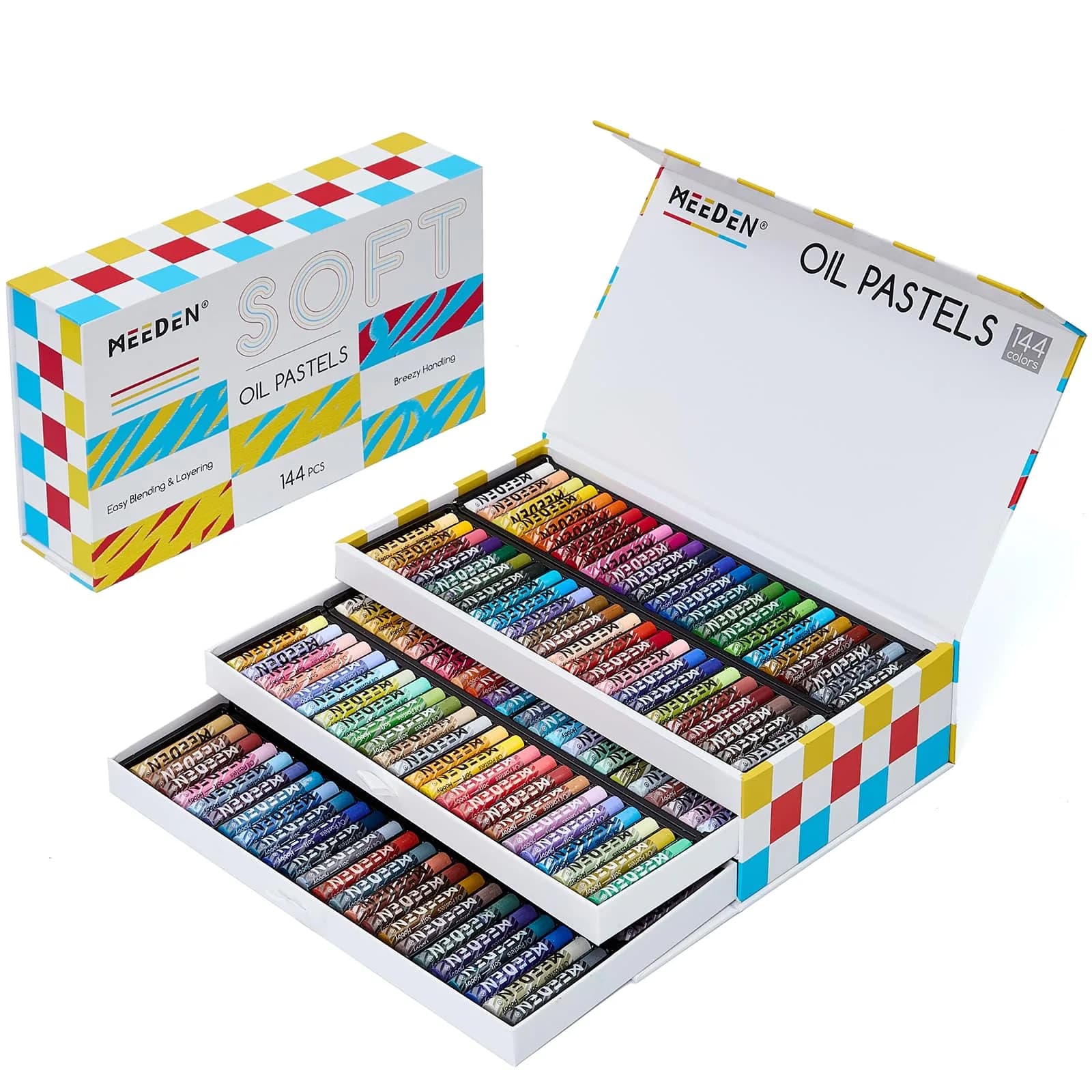 MEEDEN Soft White Oil Pastels 6 Pcs (6 Count) | Versatile Base Color for Artists & Beginners — 144 Colors
