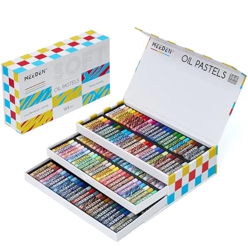 MEEDEN Soft Oil Pastels Set 144 Colors (2.4 kg / 5.3 lb) | Vibrant Colors for Artists & Beginners thumbnail 1