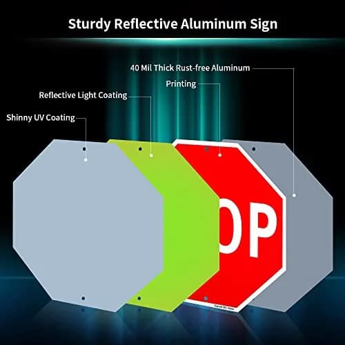 Enjoyist Stop Sign Street Slow Warning Sign 12" x 12" (30.48cm x 30.48cm) Pack of 2 | Rust-Free Aluminum, Reflective, UV Protected thumbnail 3