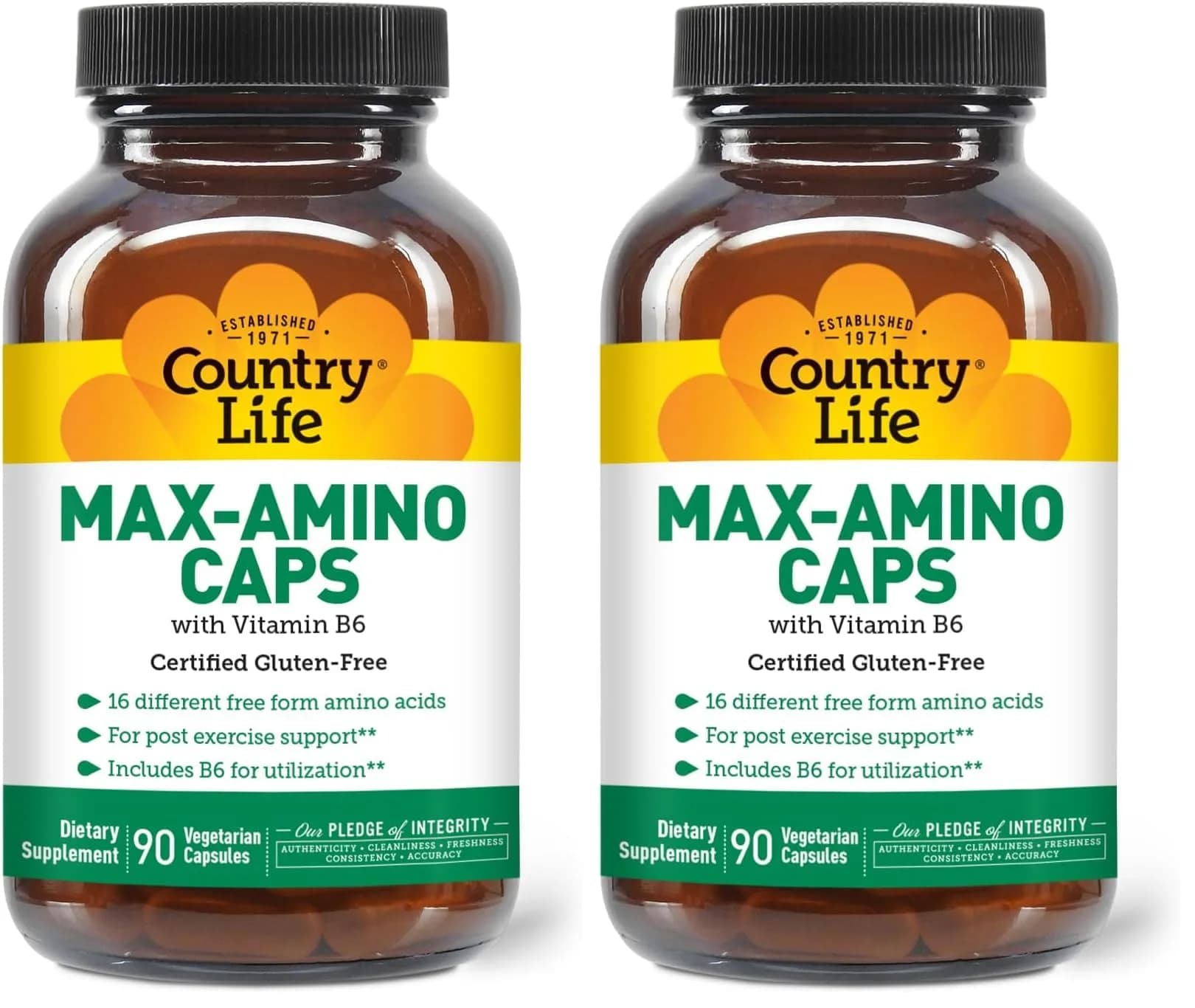 Country Life Maxi-Amino with 16 Free Form Amino Acids | Vegetarian Capsules, Gluten Free - main product image