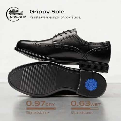 Bruno Marc Men's Brogue Wingtip Oxford Leather Dress Shoes Black Size 10 | Classic Leather Oxfords with ReserveCush Comfort Technology thumbnail 7