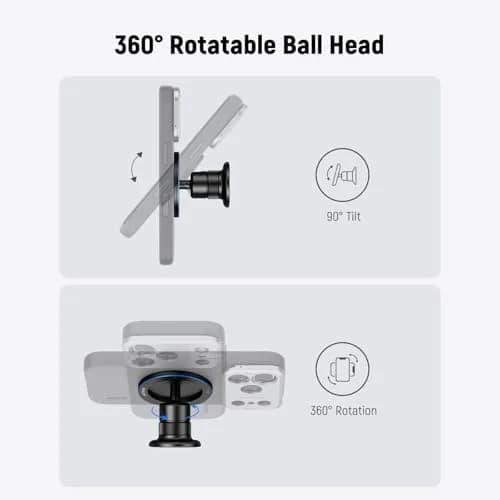 NEEWER Magnetic Phone Tripod Mount with Ball Head & 1/4" Thread | Silver, 79g (2.8oz) thumbnail 4
