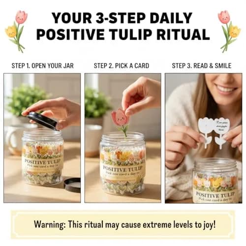 DEARMINE Positive Tulip Jar with 60 Affirmation Cards | 7.3cm (2.87in) Diameter thumbnail 3