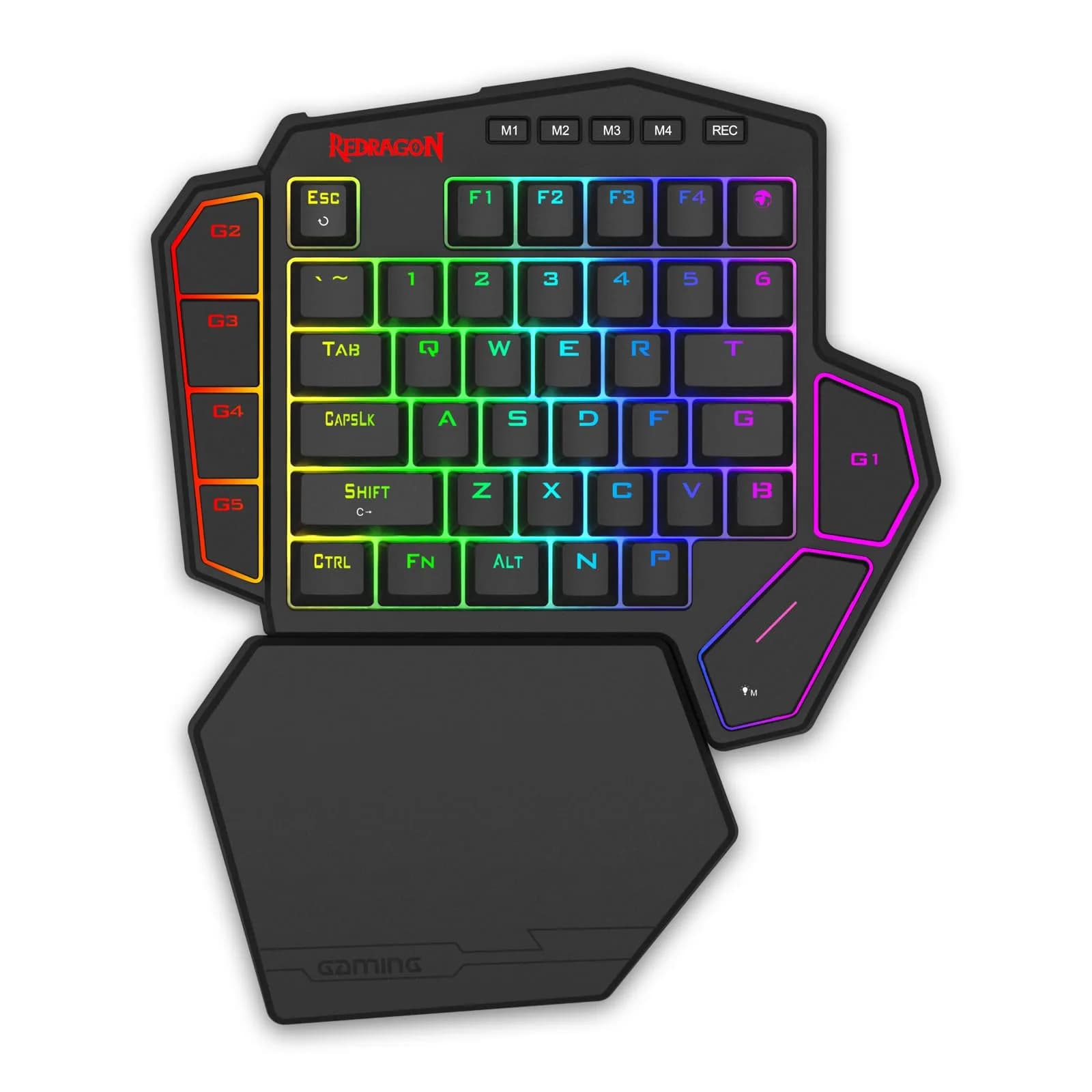 Redragon K585 DITI One-Handed RGB Mechanical Gaming Keypad with Hot-Swappable Switches & Wrist Rest | 42-Key Tactical Layout — Black K585 / UltraMag Magnetic Switch