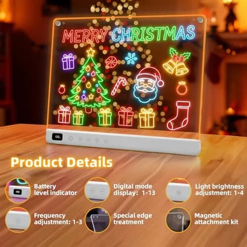 LUMIBOARD LED Drawing Board 35.3 cm (13.7 x 11 inches) | 8 Colors, 6 Modes, Rechargeable, Gift for Kids thumbnail 4