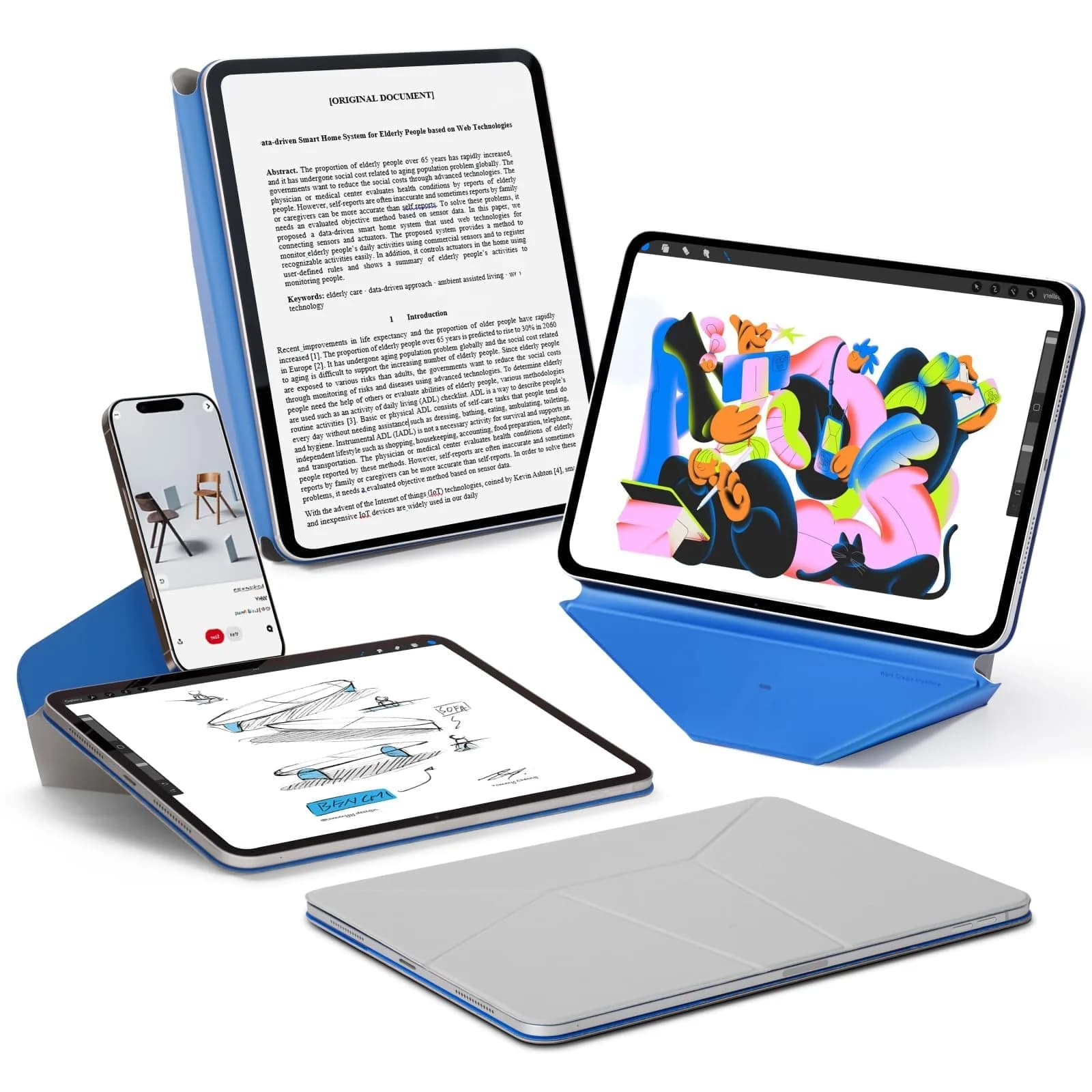 MOFT Dynamic Folio Case for iPad Pro 12.9 Inch 6th & 5th & 4th | 20+ Adjustable Angles, Auto Wake/Sleep, Ultra Thin