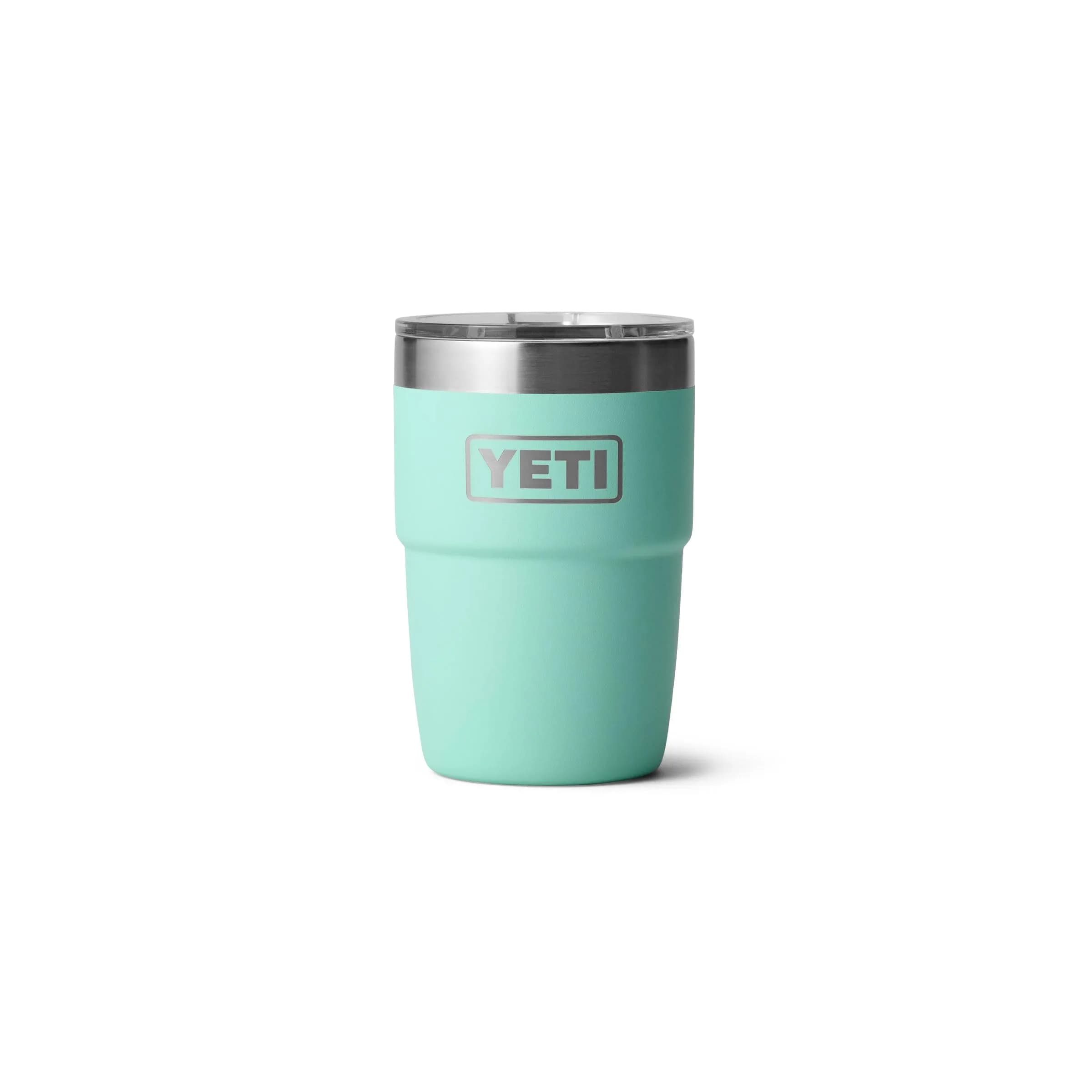 YETI Rambler 8 oz Insulated Coffee Mug with Lid | DuraSip Ceramic Lined Stackable Cup — Seafoam