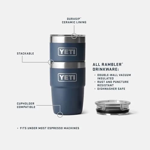 YETI Rambler 8 oz Insulated Coffee Mug with Lid | DuraSip Ceramic Lined Stackable Cup thumbnail 2