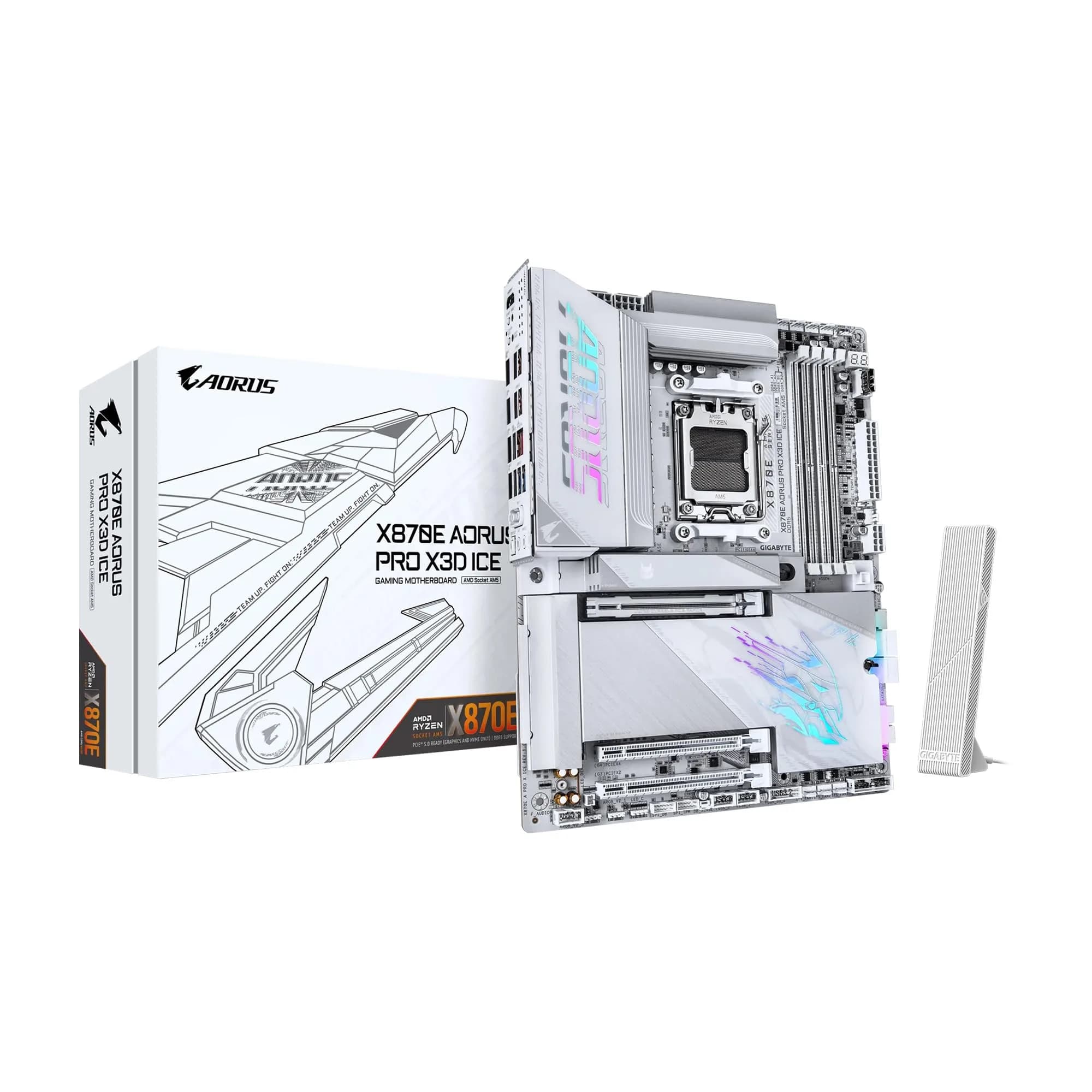 GIGABYTE X870E AORUS PRO X3D ICE AMD AM5 Motherboard DDR5 18+2+2 Power Phase - main product image