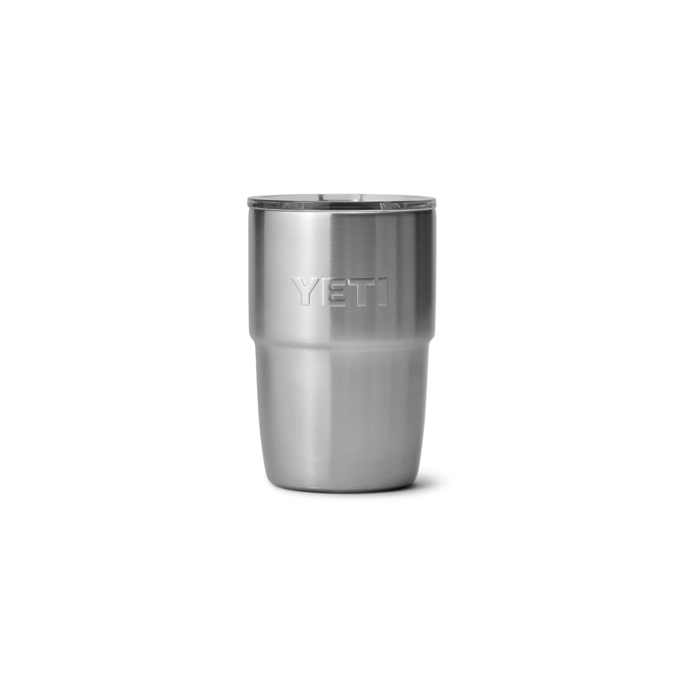 YETI Rambler 8 oz Insulated Coffee Mug with Lid | DuraSip Ceramic Lined Stackable Cup — Stainless