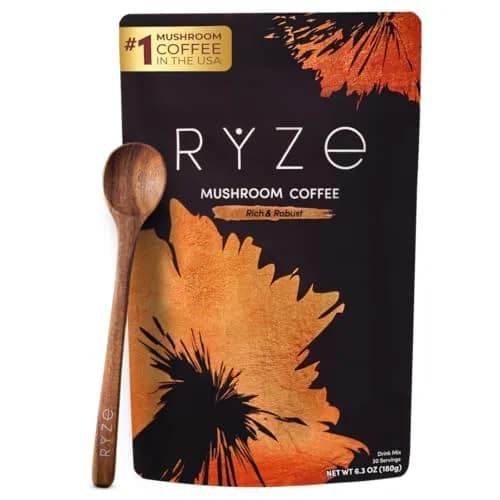RYZE Organic Mushroom Coffee Dark Roast 179g (6.3 Oz) | Adaptogenic Blend for Energy & Focus thumbnail 1