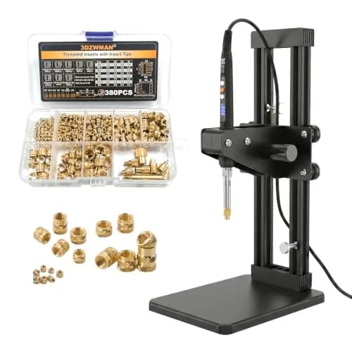 3DZWMAN Vertical Heat Set Insert Tool Press with 380PCS M2-M8 Brass Metric Knurled Inserts & 60W Soldering Iron | 210mm Insertion Height thumbnail 1