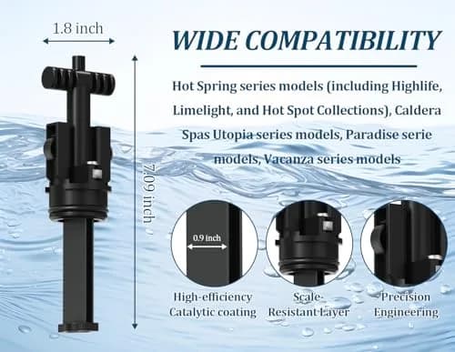 Virellionixis Salt Water Chlorination System Cartridge Replacement for Spas & Hot Tubs 2.9 in (7.37 cm) | Gentle, Soft Fresh Water for Dry Eyes & Itchy Skin thumbnail 2