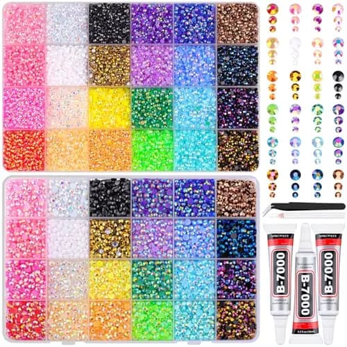 TINKRSTUFF Jelly Rhinestones for Nail Art & Crafts, 40000 Pcs 3-5mm Multicolor Resin Gems with B7000 Glue | Vibrant AB Finish thumbnail 1