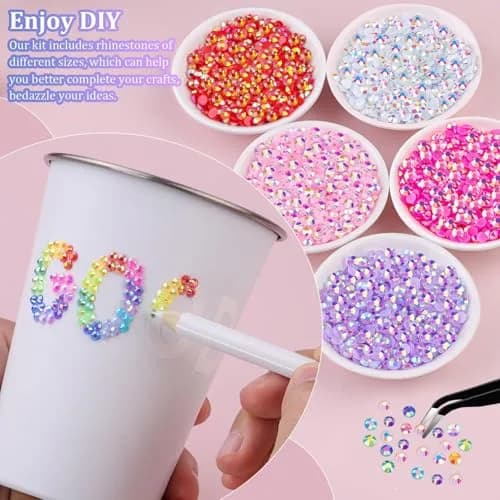 TINKRSTUFF Jelly Rhinestones for Nail Art & Crafts, 40000 Pcs 3-5mm Multicolor Resin Gems with B7000 Glue | Vibrant AB Finish thumbnail 4