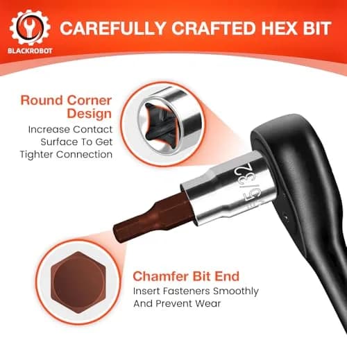 BLACKROBOT 5/32 inch Hex Bit Socket 1/4 Inch Drive SAE S2 Steel | Precision Fit for Automotive Repair thumbnail 4