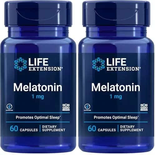 Life Extension Melatonin 1 mg Capsules | Restful Night Sleep Support thumbnail 1
