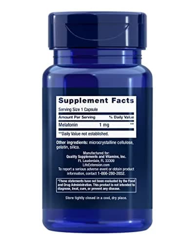 Life Extension Melatonin 1 mg Capsules | Restful Night Sleep Support thumbnail 2