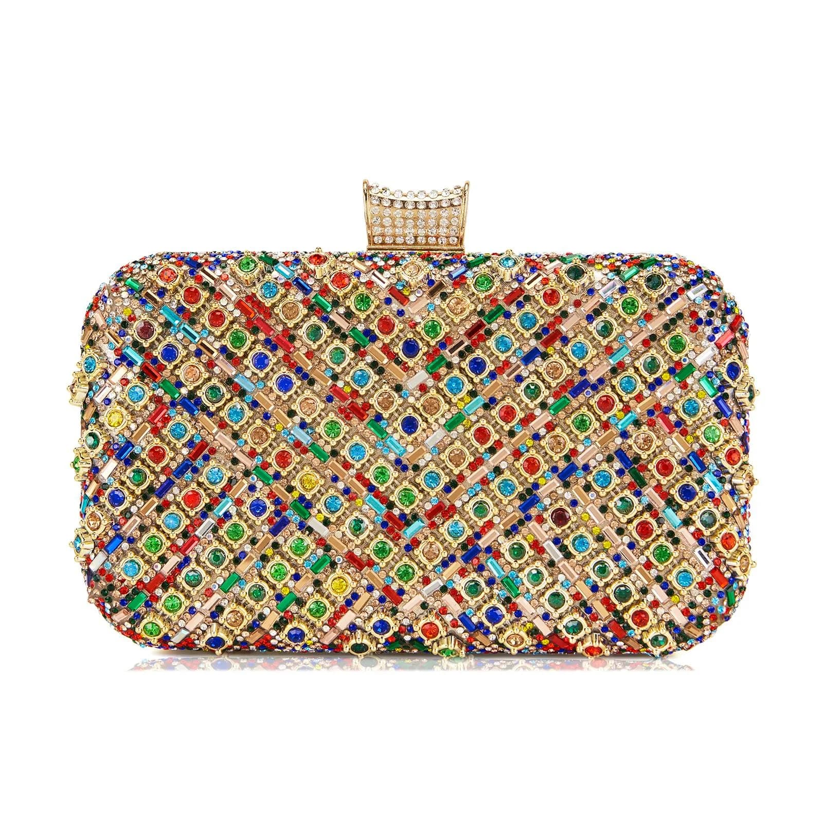 Milisente Clutch Purses for Women Crystal Gemstone Evening Bag Wedding Prom | Glamorous, Compact, Detachable Chain - main product image