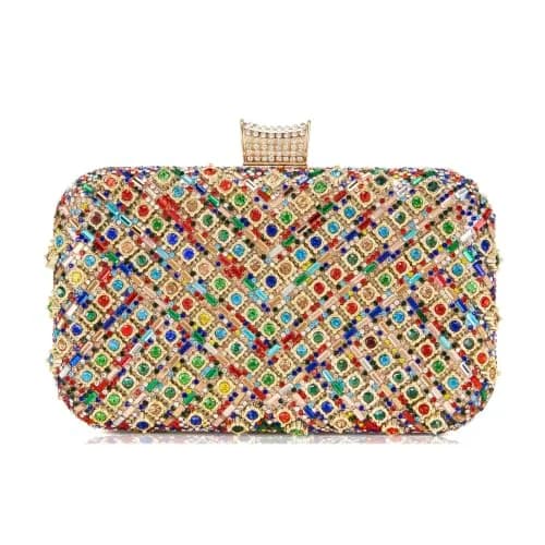 Milisente Clutch Purses for Women Crystal Gemstone Evening Bag Wedding Prom | Glamorous, Compact, Detachable Chain thumbnail 1